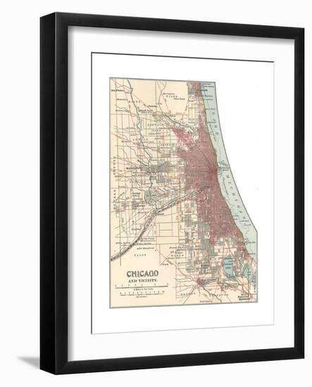 Map of Chicago (C. 1900), Maps-Encyclopaedia Britannica-Framed Giclee Print