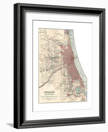 Map of Chicago (C. 1900), Maps-Encyclopaedia Britannica-Framed Giclee Print