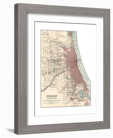 Map of Chicago (C. 1900), Maps-Encyclopaedia Britannica-Framed Premium Giclee Print