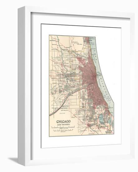 Map of Chicago (C. 1900), Maps-Encyclopaedia Britannica-Framed Premium Giclee Print