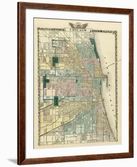 Map of Chicago City, c.1876-Warner & Beers-Framed Art Print