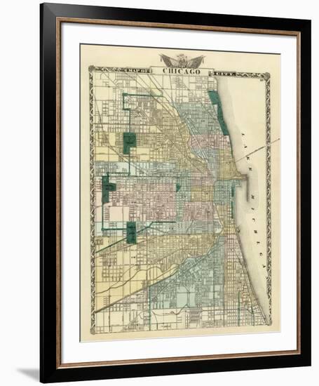 Map of Chicago City, c.1876-Warner & Beers-Framed Art Print