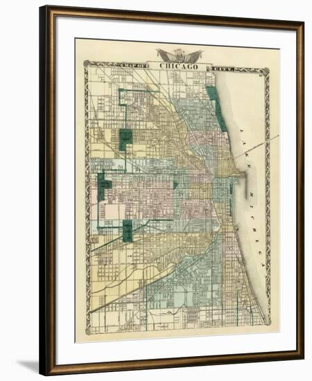 Map of Chicago City, c.1876-Warner & Beers-Framed Art Print