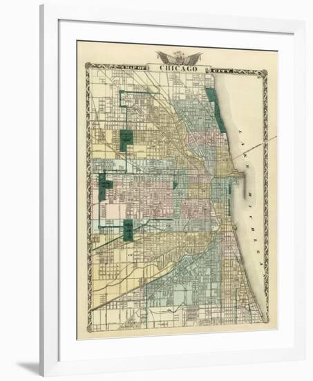 Map of Chicago City, c.1876-Warner & Beers-Framed Art Print