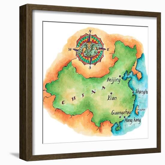 Map of China-Jennifer Thermes-Framed Photographic Print