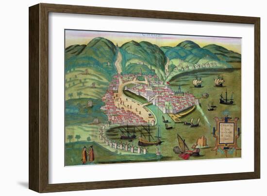 Map of Chios, from "Civitates Orbis Terrarum" by Georg Braun and Frans Hogenberg circa 1572-1617-Joris Hoefnagel-Framed Giclee Print