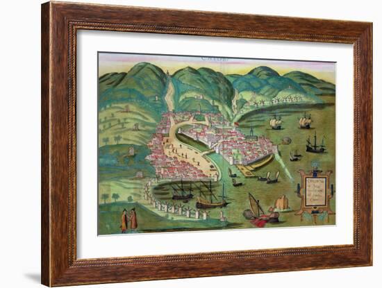 Map of Chios, from "Civitates Orbis Terrarum" by Georg Braun and Frans Hogenberg circa 1572-1617-Joris Hoefnagel-Framed Giclee Print