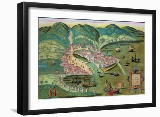 Map of Chios, from "Civitates Orbis Terrarum" by Georg Braun and Frans Hogenberg circa 1572-1617-Joris Hoefnagel-Framed Giclee Print