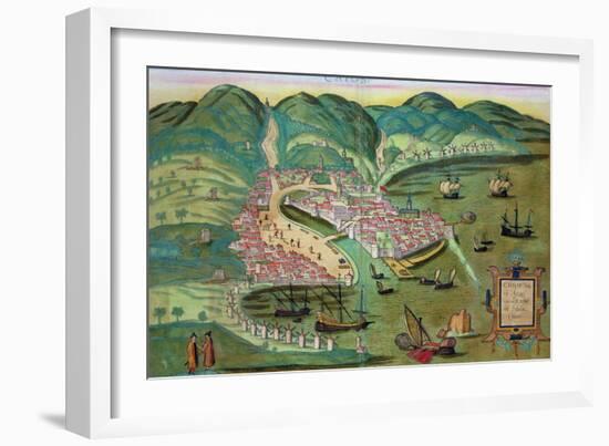 Map of Chios, from "Civitates Orbis Terrarum" by Georg Braun and Frans Hogenberg circa 1572-1617-Joris Hoefnagel-Framed Giclee Print