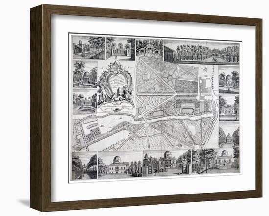 Map of Chiswick in the London Borough of Hounslow, 1736-John Rocque-Framed Giclee Print