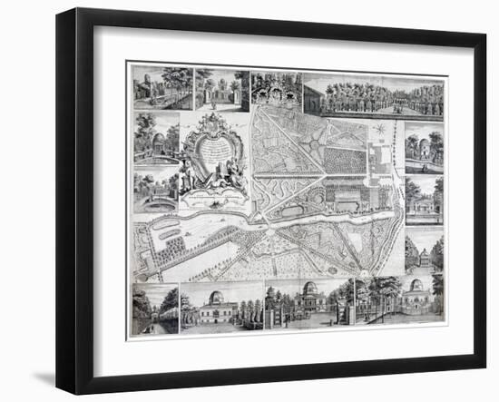 Map of Chiswick in the London Borough of Hounslow, 1736-John Rocque-Framed Giclee Print