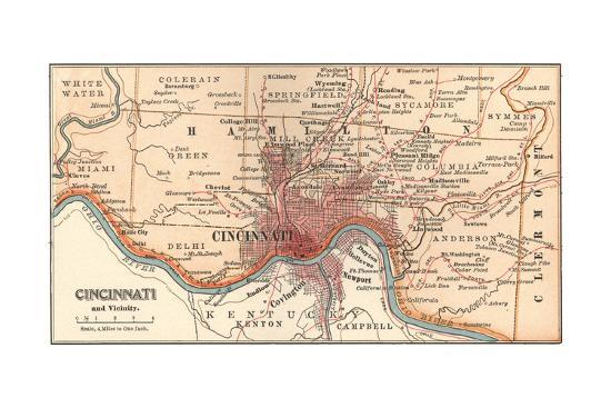Map Of Cincinnati Ohio C 1900 Maps Giclee Print Encyclopaedia Britannica Art Com