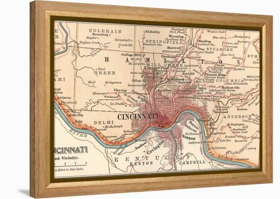 Map of Cincinnati, Ohio (C. 1900), Maps-Encyclopaedia Britannica-Framed Stretched Canvas