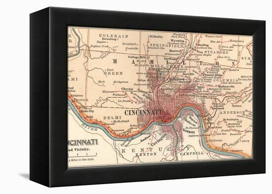 Map of Cincinnati, Ohio (C. 1900), Maps-Encyclopaedia Britannica-Framed Stretched Canvas