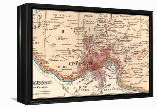 Map of Cincinnati, Ohio (C. 1900), Maps-Encyclopaedia Britannica-Framed Stretched Canvas