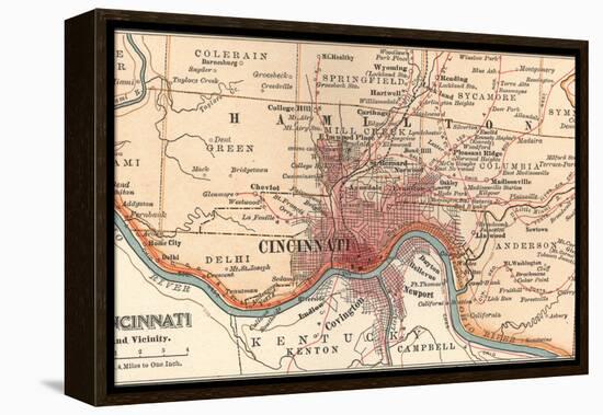 Map of Cincinnati, Ohio (C. 1900), Maps-Encyclopaedia Britannica-Framed Stretched Canvas