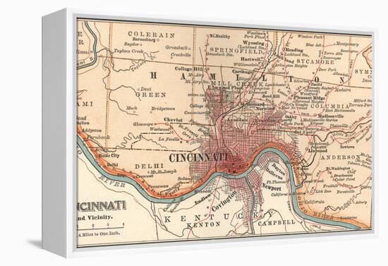 Map of Cincinnati, Ohio (C. 1900), Maps-Encyclopaedia Britannica-Framed Stretched Canvas