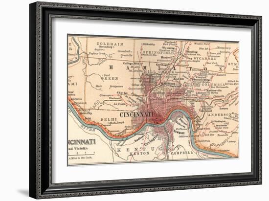 Map of Cincinnati, Ohio (C. 1900), Maps-Encyclopaedia Britannica-Framed Art Print