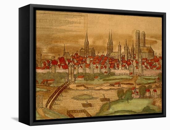 Map of City of Munich from Civitates Orbis Terrarum-null-Framed Premier Image Canvas