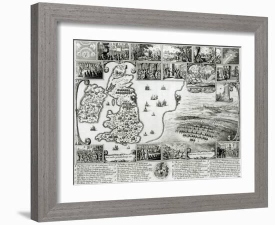 Map of Civil War England and a View of Prague, 1632-Wenceslaus Hollar-Framed Giclee Print