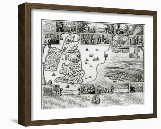 Map of Civil War England and a View of Prague, 1632-Wenceslaus Hollar-Framed Giclee Print