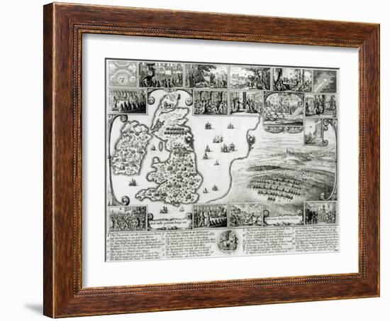 Map of Civil War England and a View of Prague, 1632-Wenceslaus Hollar-Framed Giclee Print