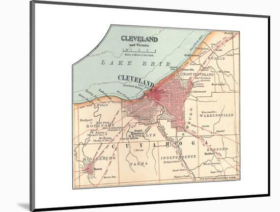 Map of Cleveland (C. 1900), from the 10th Edition of Encyclopaedia Britannica, Maps-Encyclopaedia Britannica-Mounted Giclee Print