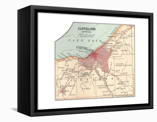 Map of Cleveland (C. 1900), from the 10th Edition of Encyclopaedia Britannica, Maps-Encyclopaedia Britannica-Framed Premier Image Canvas