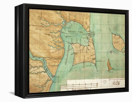 Map of Coast of Venezuela, Gulf of Paria, Mouth of Orinoco River, Islands of Trinidad and Grenada-null-Framed Premier Image Canvas