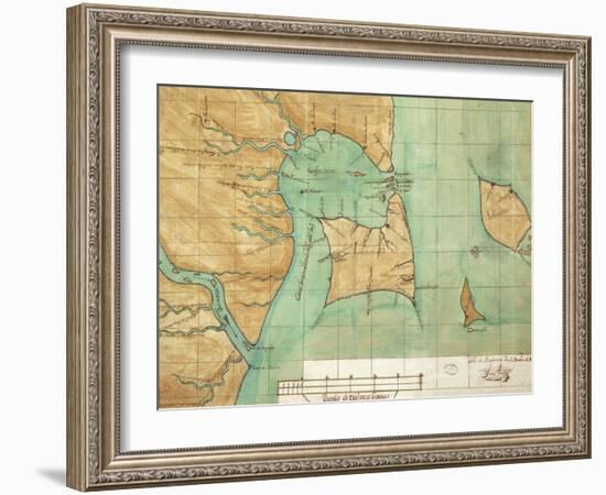 Map of Coast of Venezuela, Gulf of Paria, Mouth of Orinoco River, Islands of Trinidad and Grenada-null-Framed Giclee Print