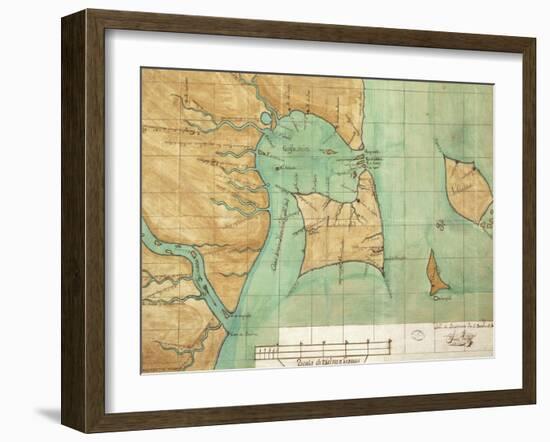 Map of Coast of Venezuela, Gulf of Paria, Mouth of Orinoco River, Islands of Trinidad and Grenada-null-Framed Giclee Print