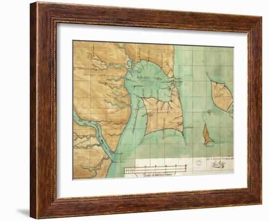 Map of Coast of Venezuela, Gulf of Paria, Mouth of Orinoco River, Islands of Trinidad and Grenada-null-Framed Giclee Print