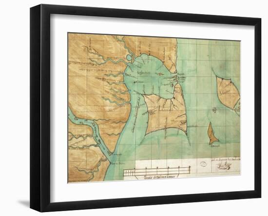 Map of Coast of Venezuela, Gulf of Paria, Mouth of Orinoco River, Islands of Trinidad and Grenada-null-Framed Giclee Print