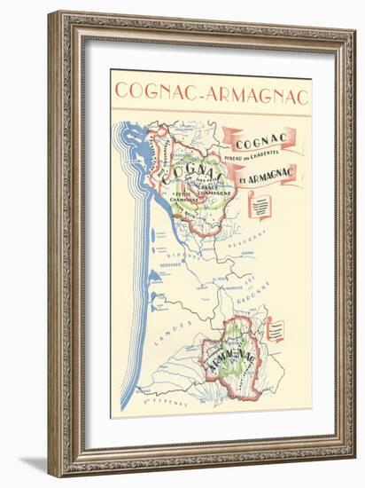 Map of Cognac-Armagnac Region-null-Framed Art Print