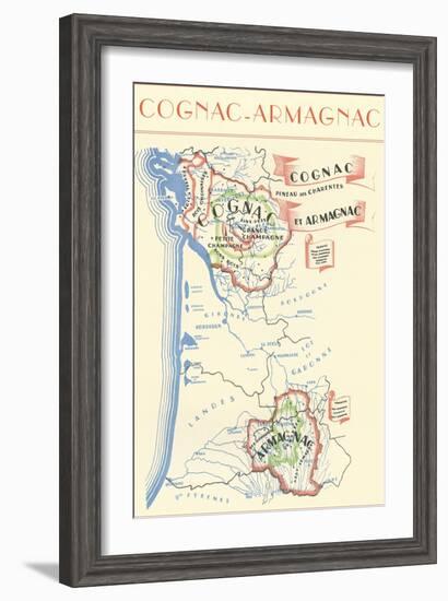Map of Cognac-Armagnac Region-null-Framed Art Print