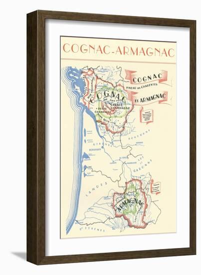 Map of Cognac-Armagnac Region--Framed Art Print