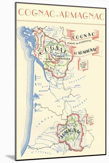 Map of Cognac-Armagnac Region-null-Mounted Art Print