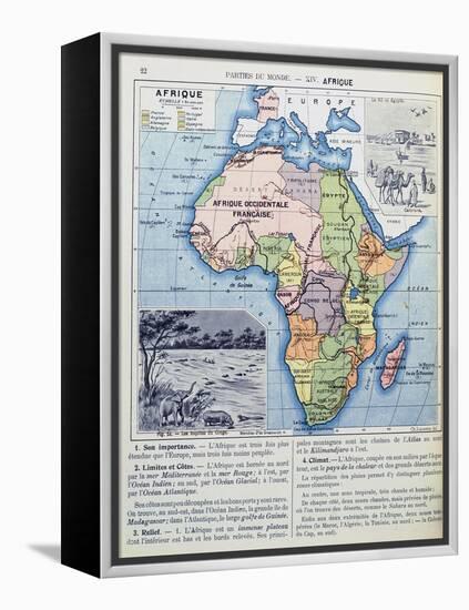 Map of Colonial Africa, from a School Book, Published in 1911-Charles Lacoste-Framed Premier Image Canvas