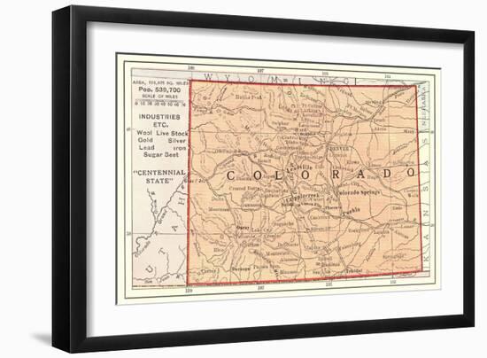 Map of Colorado-null-Framed Art Print