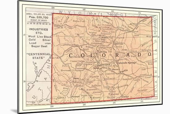 Map of Colorado-null-Mounted Art Print
