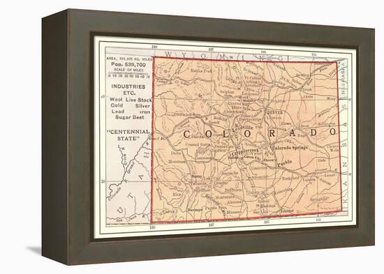 Map of Colorado-null-Framed Stretched Canvas