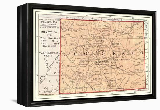 Map of Colorado-null-Framed Stretched Canvas