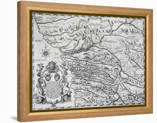 Map of Congo, from Report of Kingdome of Congo, Region of Africa-Filippo Pigafetta-Framed Premier Image Canvas