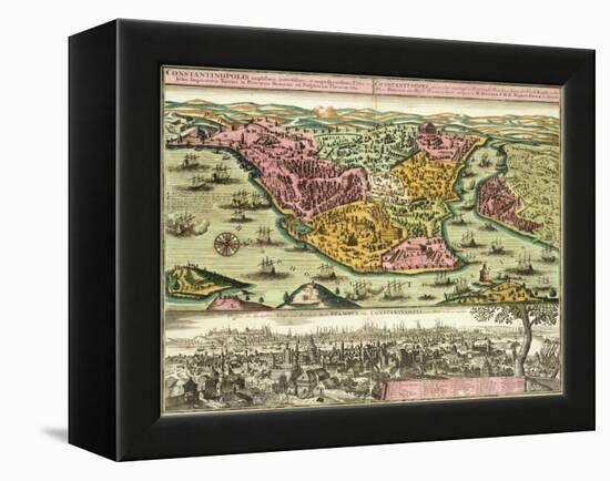 Map of Constantinople, Modern Day Istanbul, 1730, Turkey 18th Century-null-Framed Premier Image Canvas