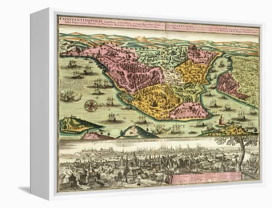 Map of Constantinople, Modern Day Istanbul, 1730, Turkey 18th Century-null-Framed Premier Image Canvas