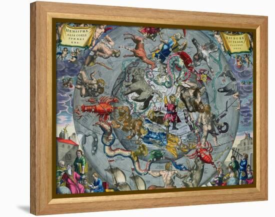 Map of Constellations, Northern Hemisphere, The Celestial Atlas, or the Harmony of the Universe-Andreas Cellarius-Framed Premier Image Canvas