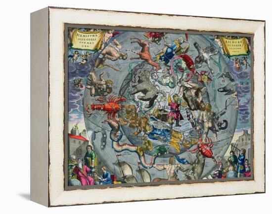 Map of Constellations, Northern Hemisphere, The Celestial Atlas, or the Harmony of the Universe-Andreas Cellarius-Framed Premier Image Canvas