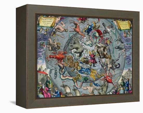 Map of Constellations, Northern Hemisphere, The Celestial Atlas, or the Harmony of the Universe-Andreas Cellarius-Framed Premier Image Canvas