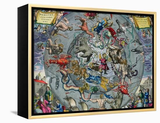 Map of Constellations, Northern Hemisphere, The Celestial Atlas, or the Harmony of the Universe-Andreas Cellarius-Framed Premier Image Canvas