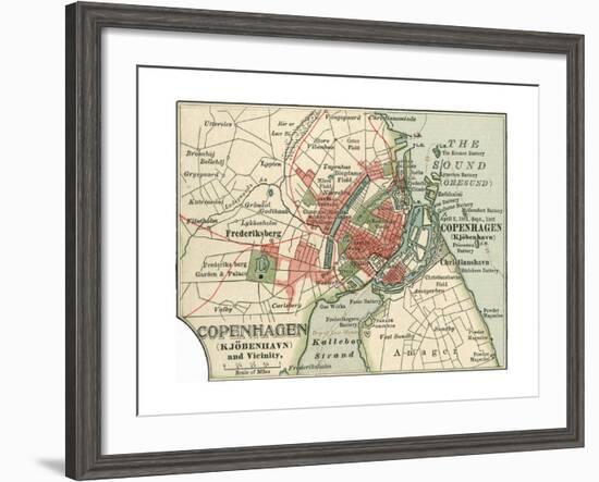 Map of Copenhagen (C. 1900), Maps-Encyclopaedia Britannica-Framed Giclee Print